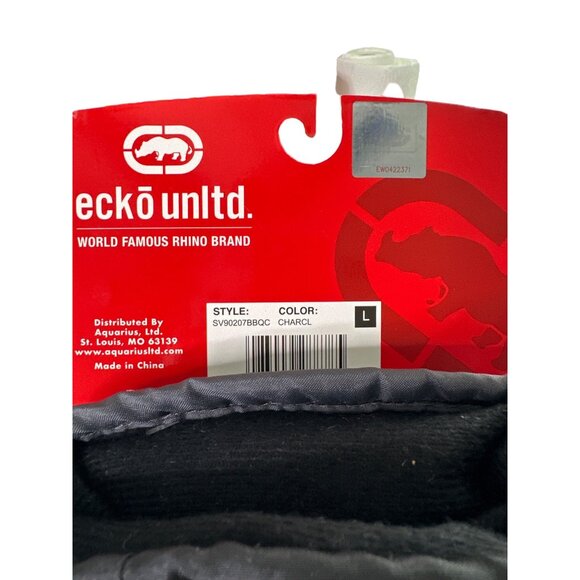NWT ECKO Unlimited Snow Winter Gloves Charcoal Velcro Wrist Fleece Lined Large - Picture 4 of 4